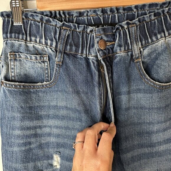 Risen Los Angeles Womens Jeans Elastic Waist 80s Y2K Distressed Denim Blue Sz 27 - Picture 5 of 12